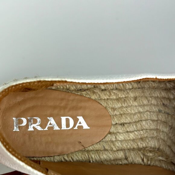 Prada White Canvas Espadrille Flats - size 41/10 US - Picture 11 of 16